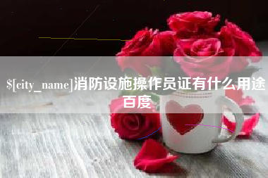 上海消防设施操作员证有什么用途百度