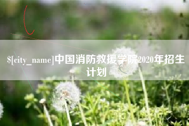 上海中国消防救援学院2020年招生计划